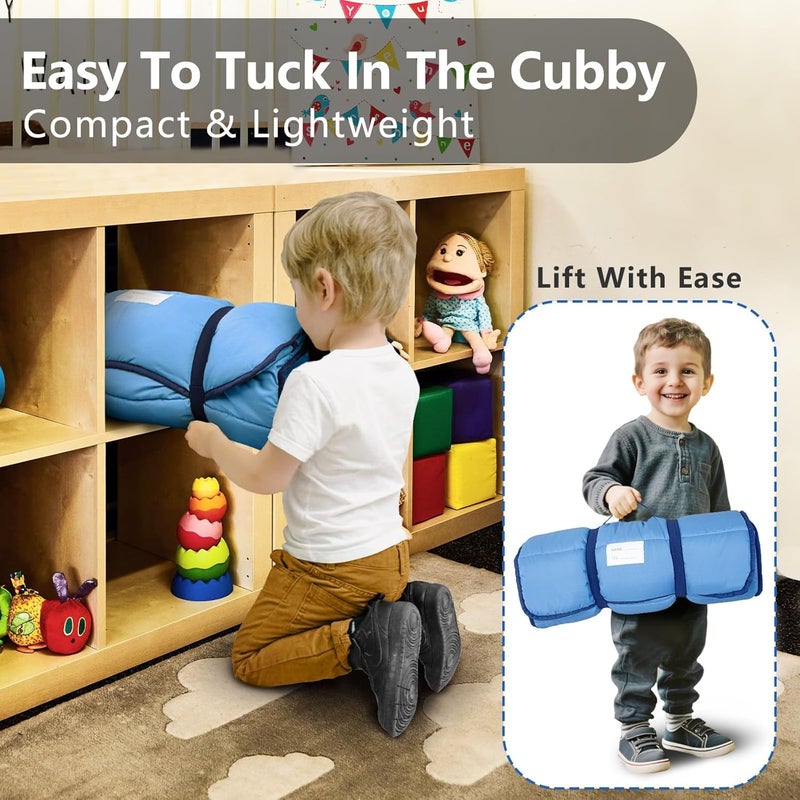 PRIMLECT Lightweight Toddler Nap Mat Perfect for Warm Sleepers, Portable Sleeping Bag with Removable Pillow and Fleece Blanket, Washable, Great for 3 Seasons, Daycare, Preschool, Boy and Girls - Image 2